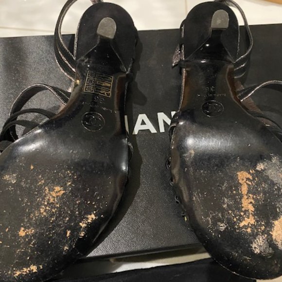 Chanel Heel Quilted Sole Black Silver 36 - Picture 6 of 10